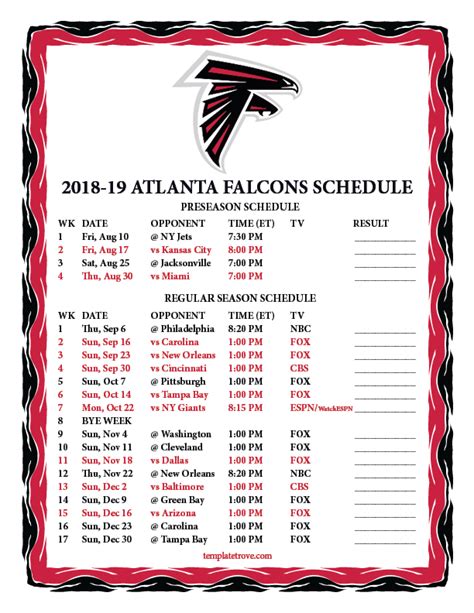 falcons standings 2023|falcons schedule 2023 printable.